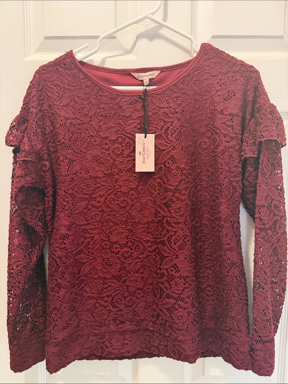 Juicy Couture Women's Lace a ruffle Long-Sleeve Sweatshirt Size S
